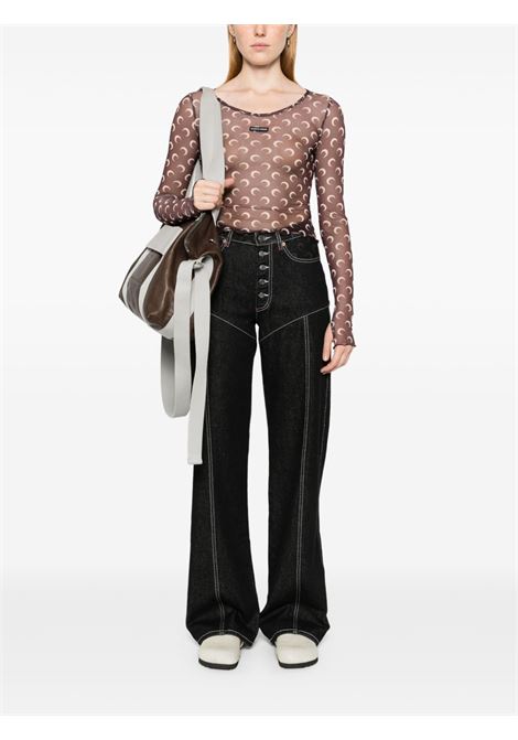 top cropped mesh moon donna marrone MARINE SERRE | WTS012A CJER0054BR30